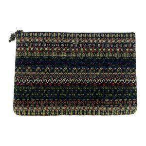 CHANEL Coco Mark Multicolor Black Tweed Clutch Bag with Silver Hardware, Women's